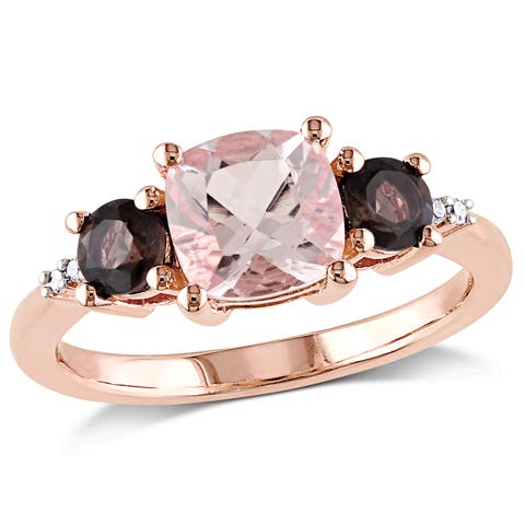 Smokey Quartz & Diamond 3-Stone Ring