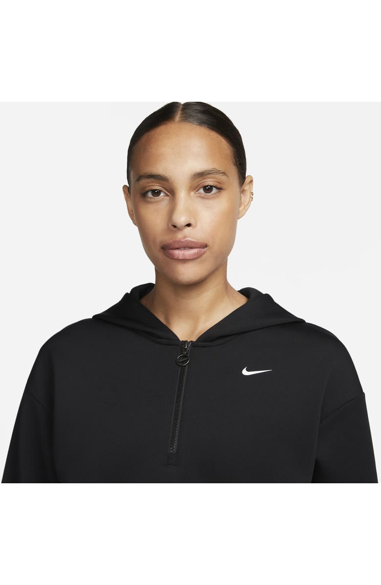 Nike Metallic Dri-FIT Half Zip Crop Graphic Logo Hoodie, Alternate, color,