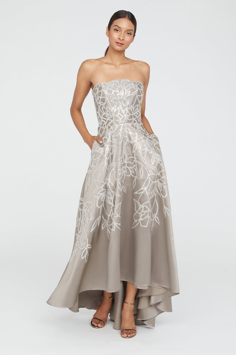 Pamela Embroidered Gown, Main, color, Smoke