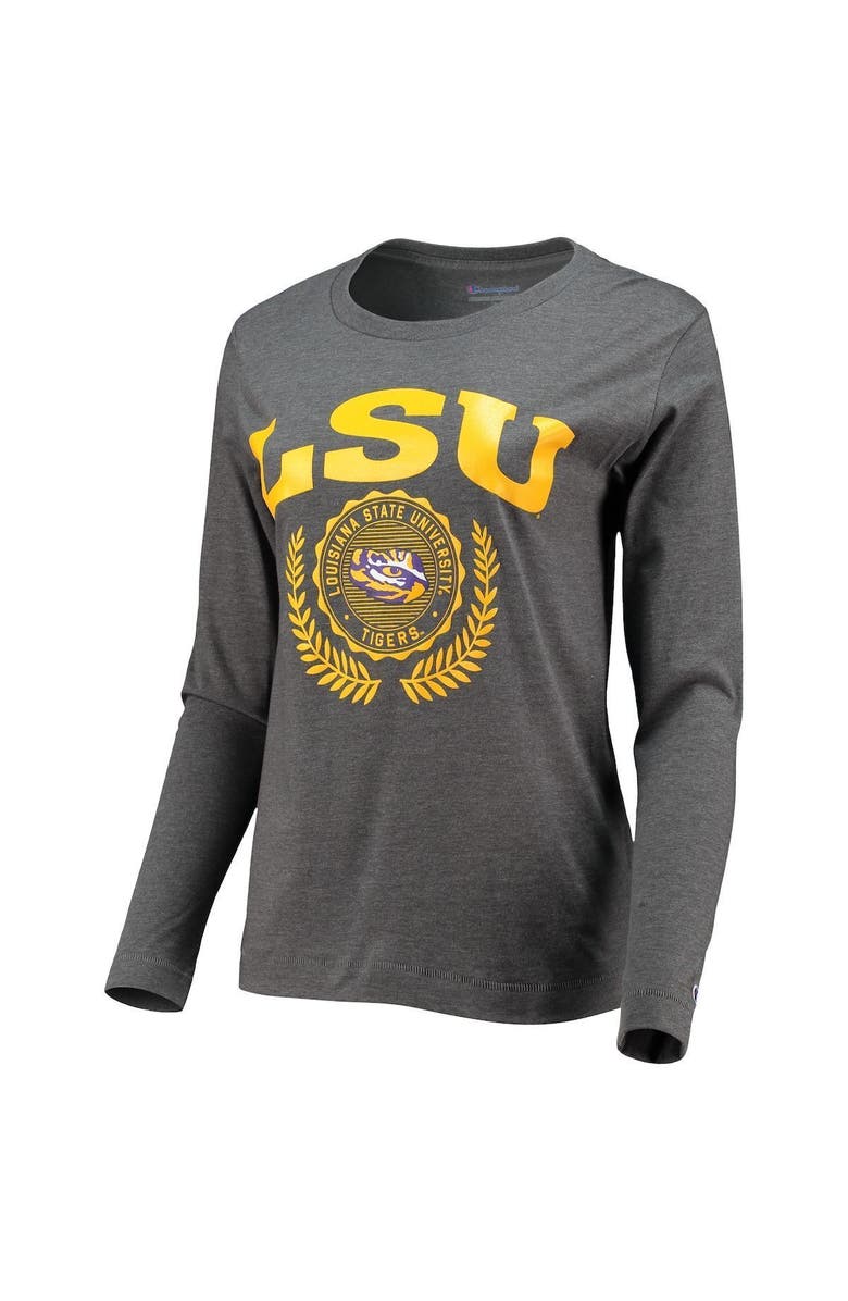 Champion Women's Champion Heathered Charcoal LSU Tigers University Laurels Long Sleeve T-Shirt, Alternate, color, 