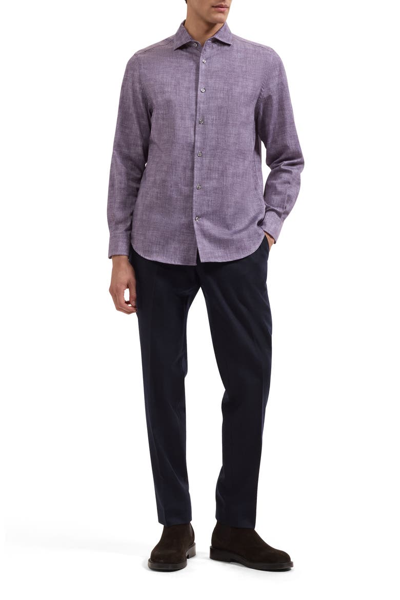 Alvin Shaped Fit Long Sleeve Cotton Shirt, Alternate, color, AMETHYST