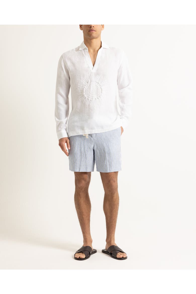 Ridley Embroidery Relaxed Fit Linen Sunshine Embroidery Shirt, Main, color, White