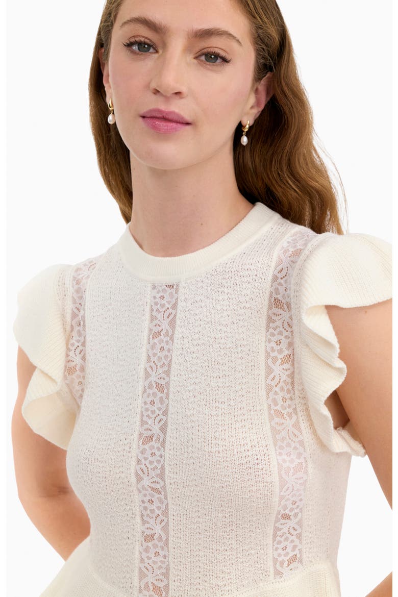 Rhea Lace Knit Sweater, Alternate, color, Ivory