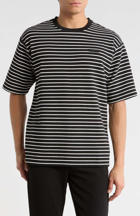 Stripe Textured Cotton T-Shirt