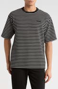 KARL LAGERFELD PARIS Stripe Textured Cotton T-Shirt