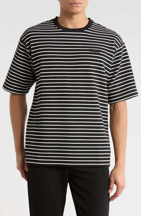 KARL LAGERFELD PARIS Stripe Textured Cotton T-Shirt
