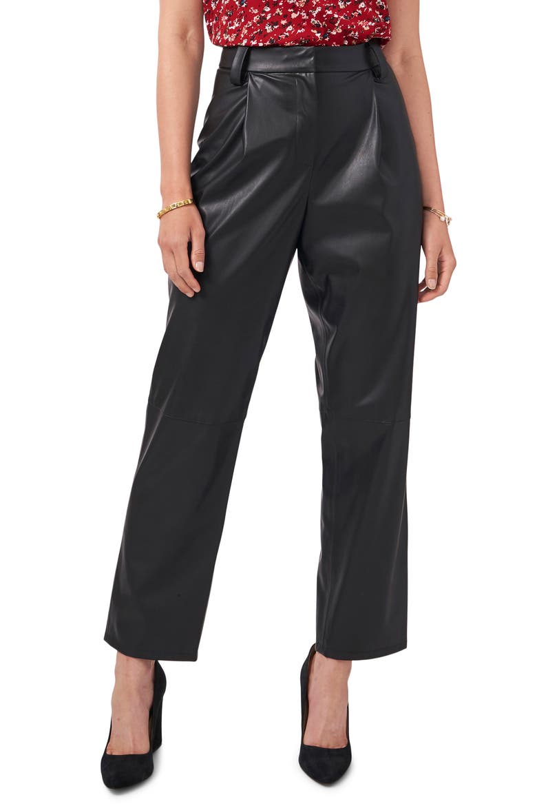 Straight Leg Faux Leather Pants, Alternate, color, RICH BLACK