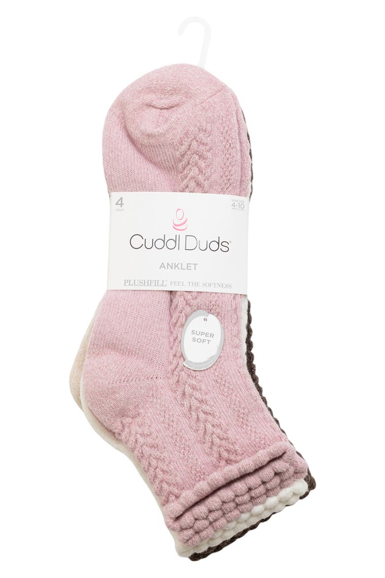 Assorted 4-Pack Anklet Socks, Main, color, BURNISHED LILAC HEATHER