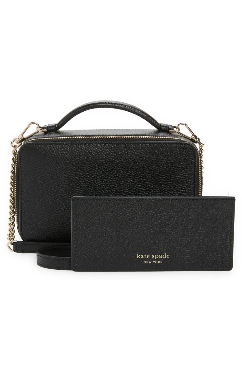 Kate Spade New York hudson pebble leather double zip crossbody, Alternate, color, Black