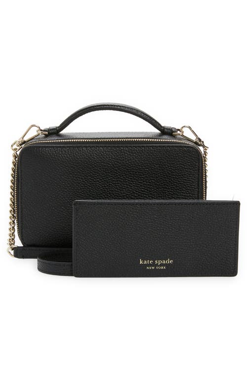 Kate Spade New York Hudson Pebble Leather Double Zip Crossbody In Black