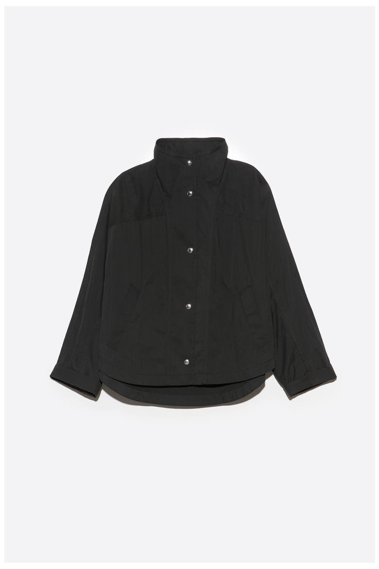 Short Batwing Trench Coat, Alternate, color, BLACK