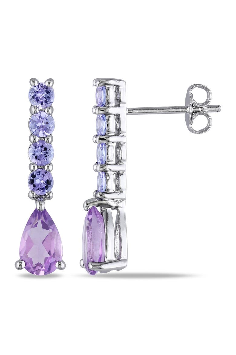 Sterling Silver Amethyst & Tanzanite Drop Earrings, Main, color, PURPLE