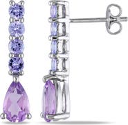 DELMAR Sterling Silver Amethyst & Tanzanite Drop Earrings