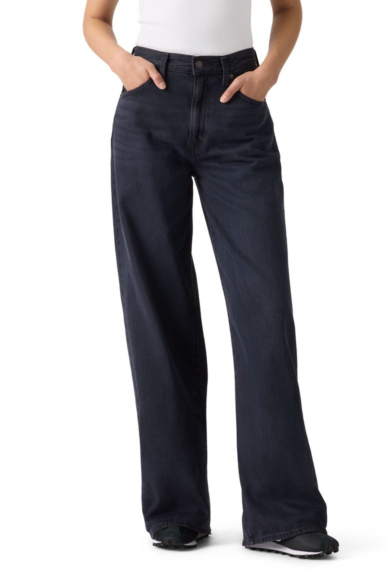 Cinch High Waist Baggy Wide Leg Jeans, Main, color, DARK HUMOR
