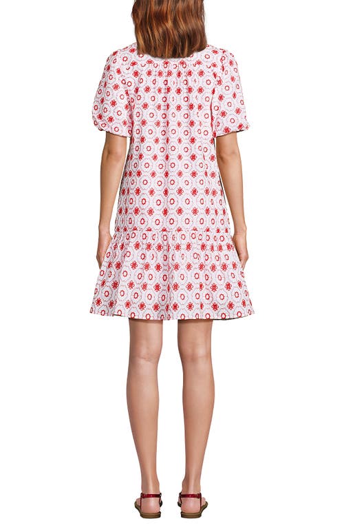LANDS' END LANDS' END ELBOW SLEEVE EYELET KNEE LENGTH SHIRT DRESS