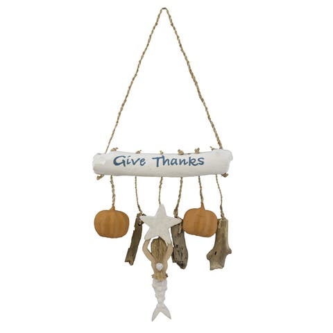 "Give Thanks" Mermaid Pumpkin Hanging Figurine