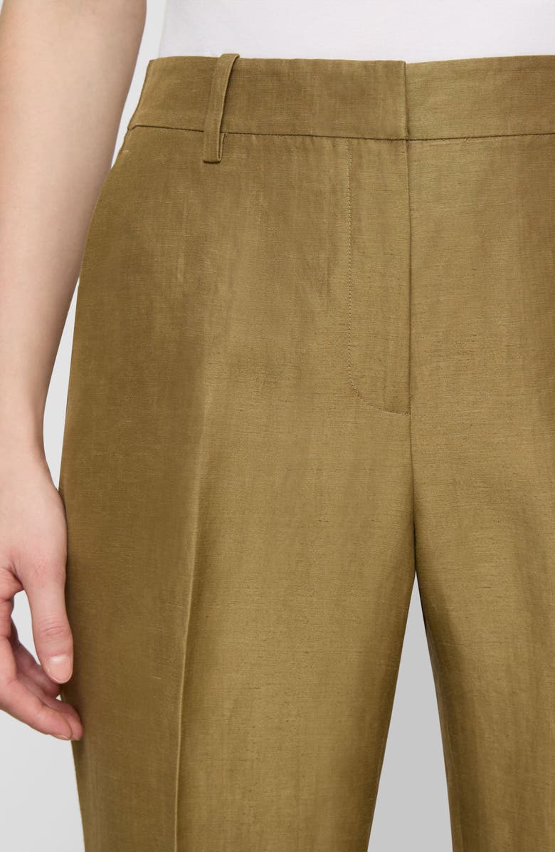 Lafayette 148 New York Gates Floral Linen Blend Pants, Alternate, color, Khaki Green