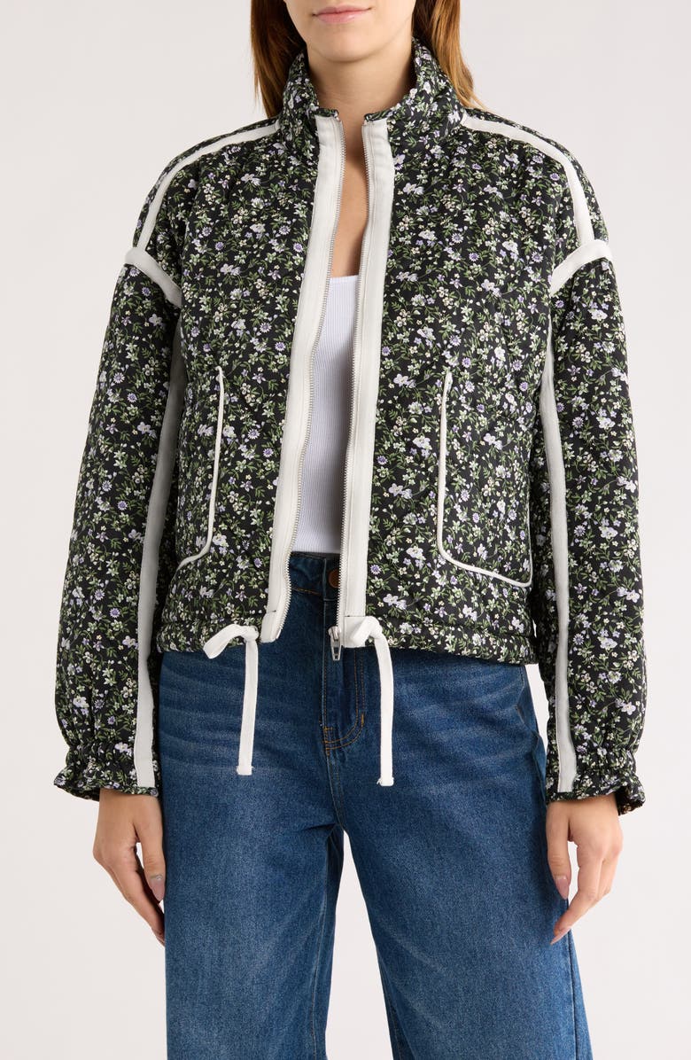 BLANKNYC Cropped Quilted Jacket, Main, color, Night Garden