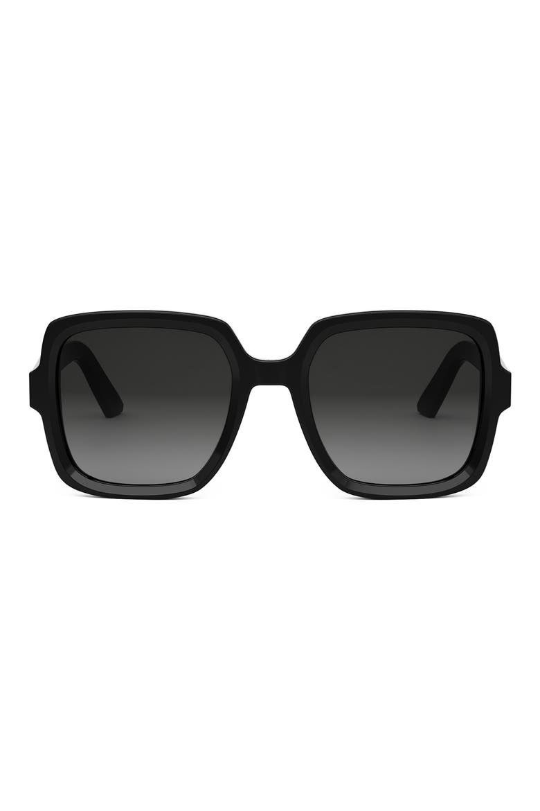 'DiorMidnight S4I 54mm Square Sunglasses, Main, color, SHINY BLACK / GRADIENT SMOKE