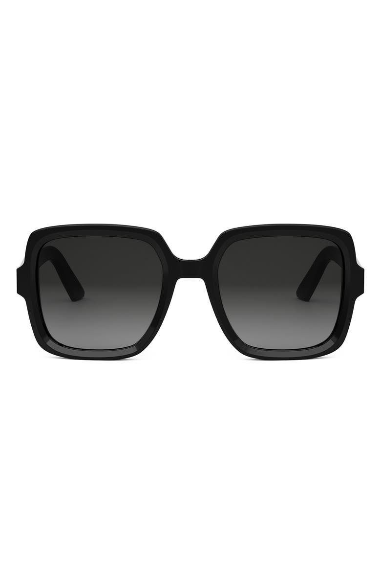 DIOR 'DiorMidnight S4I 54mm Square Sunglasses, Main, color, Shiny Black / Gradient Smoke
