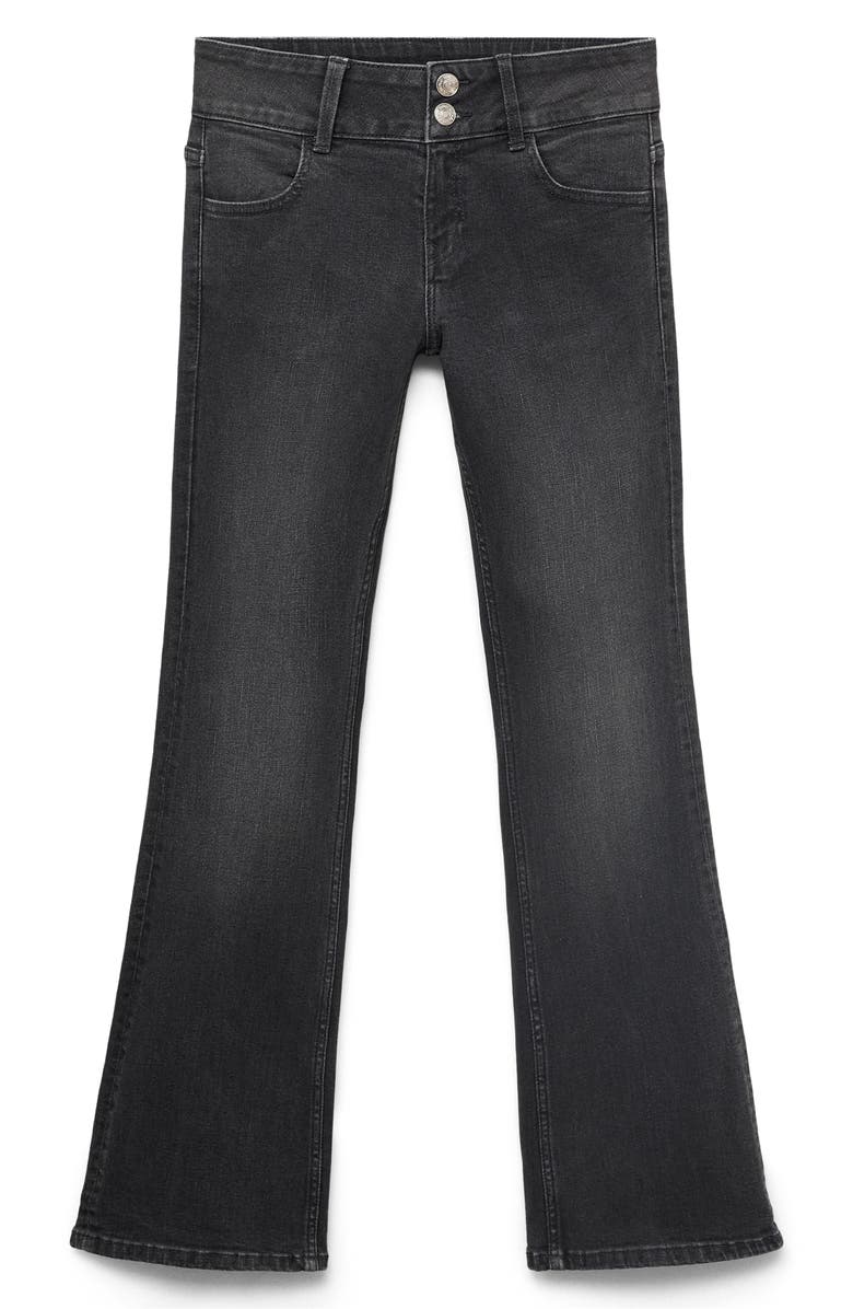 MANGO TEEN Low Rise Flare Jeans, Alternate, color, Black Denim