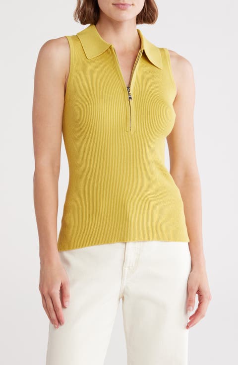 Half Zip Sleeveless Polo Sweater