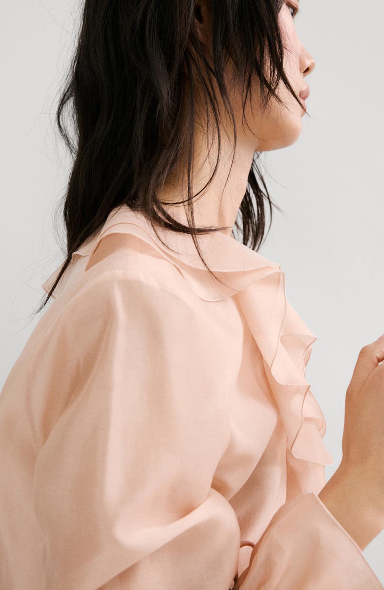 MANGO Ruffle Chiffon Top, Alternate, color, Pastel Pink