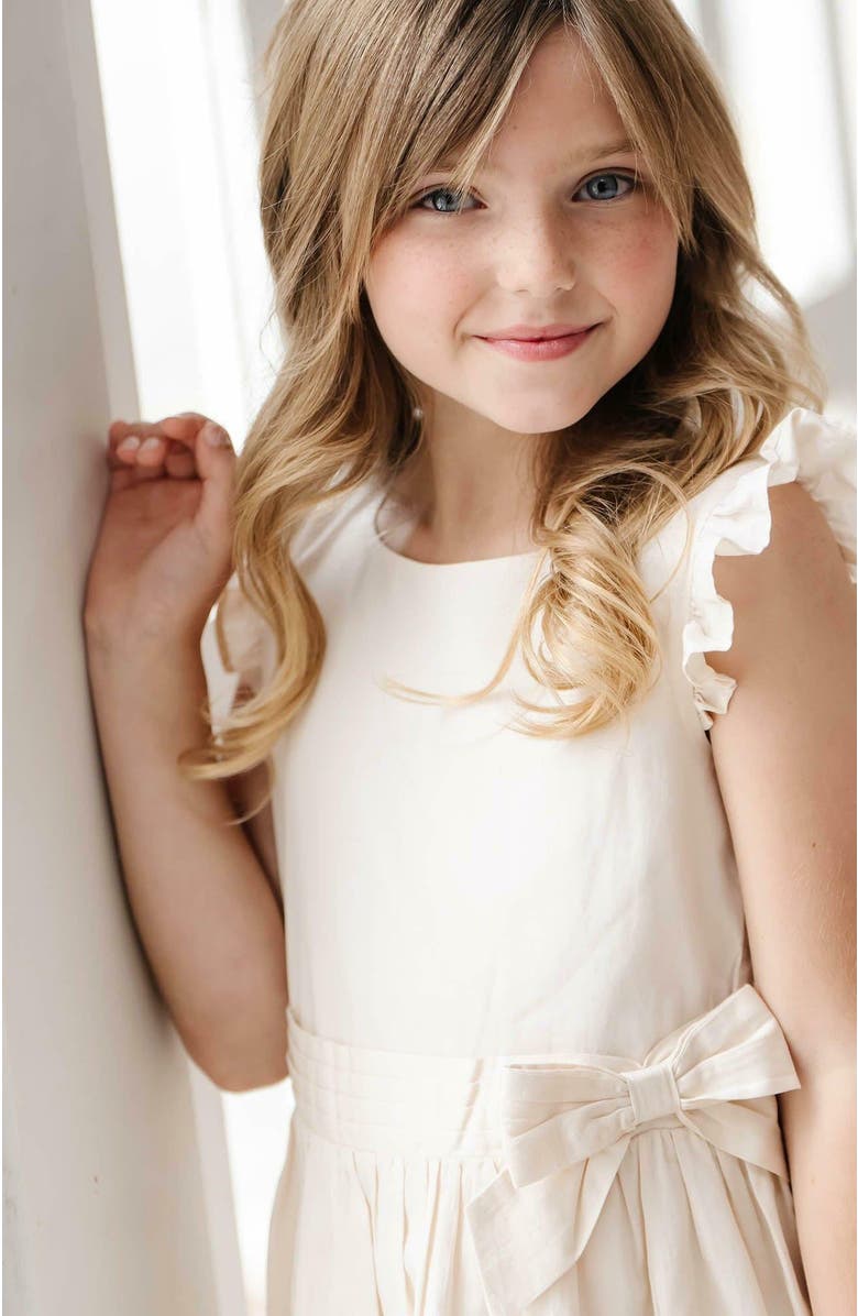 Hope & Henry Girls' Organic Tiered Sateen Party Dress, Toddler, Alternate, color, Ecru Sateen