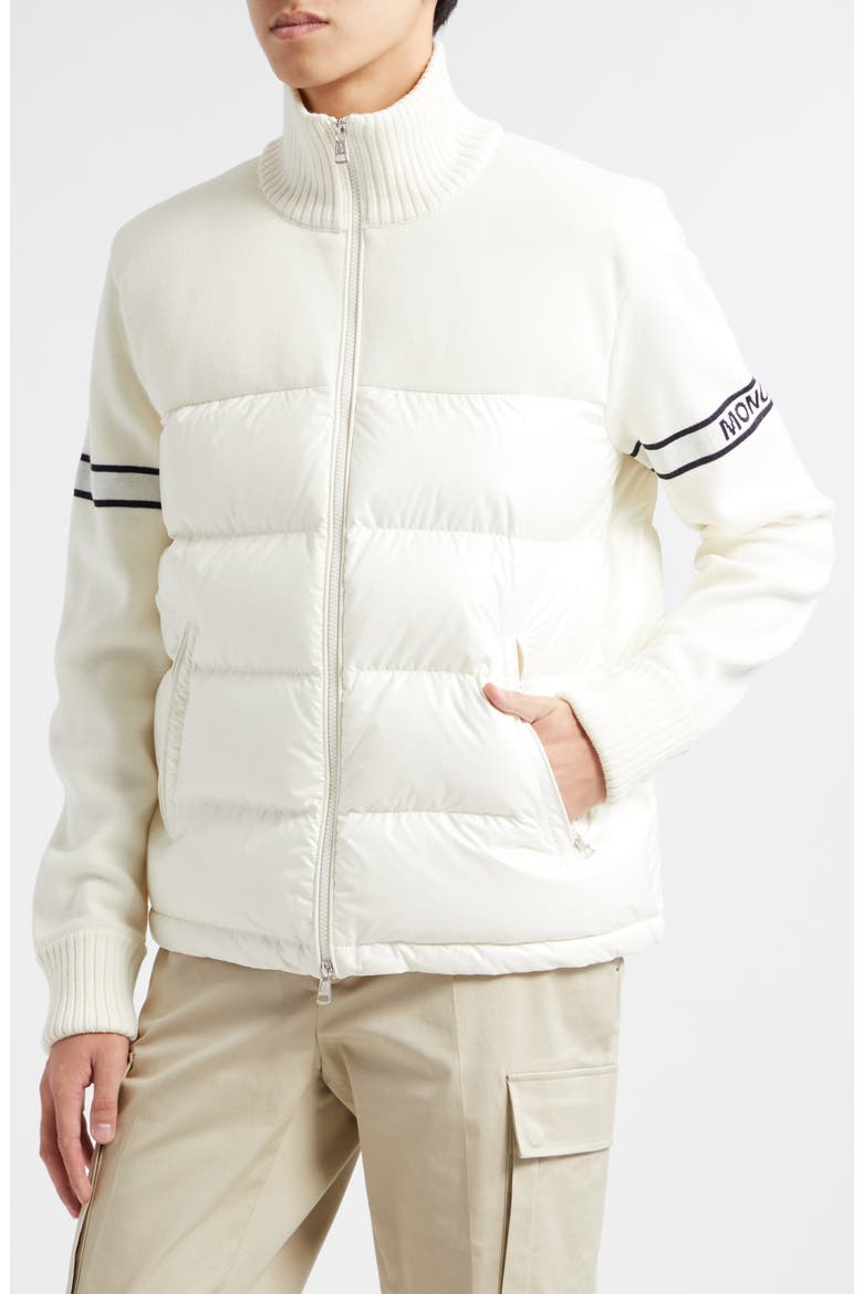 Wool Blend Puffer Cardigan, Alternate, color, WHITE
