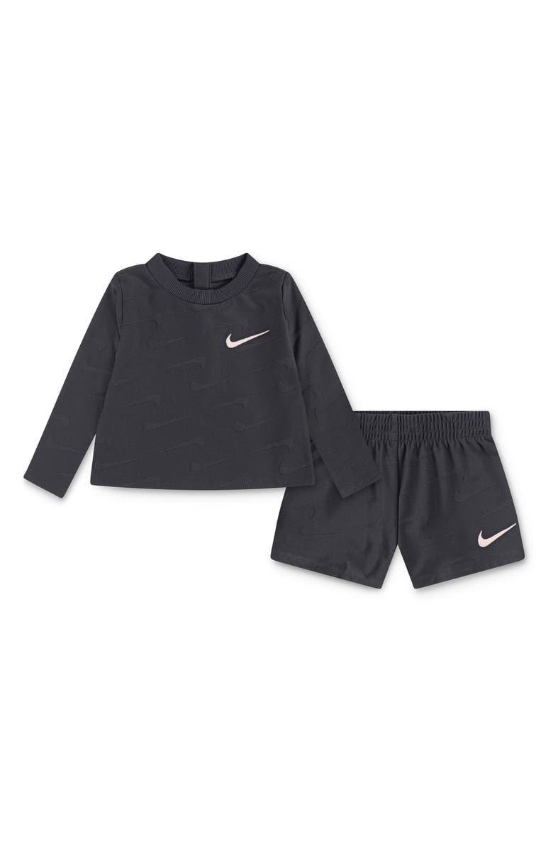 Nike Swoosh Motion Top & Shorts Set, Main, color, Dark Smoke Grey