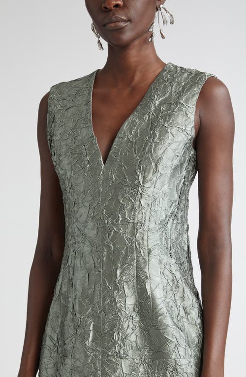 Shop Dries Van Noten Plissé Crushed Jacquard A-line Dress In Green
