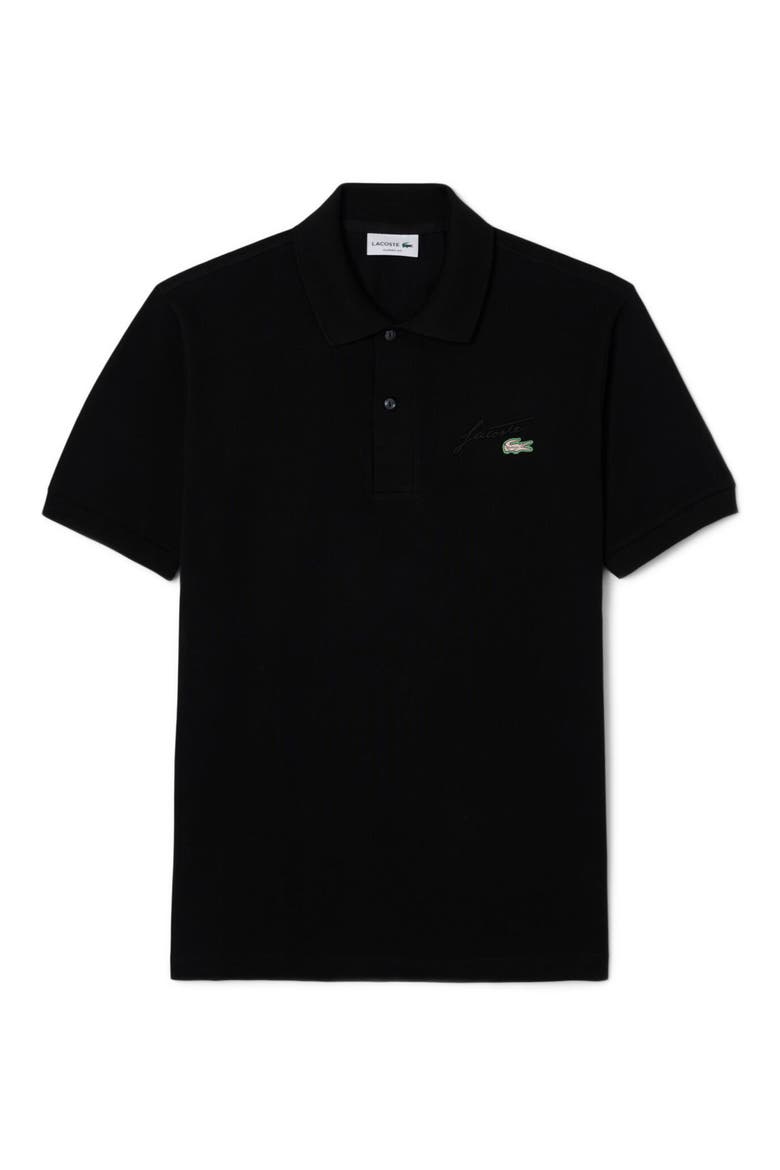 Classic Fit Embroidery Detail Cotton Piqué Polo, Alternate, color, BLACK