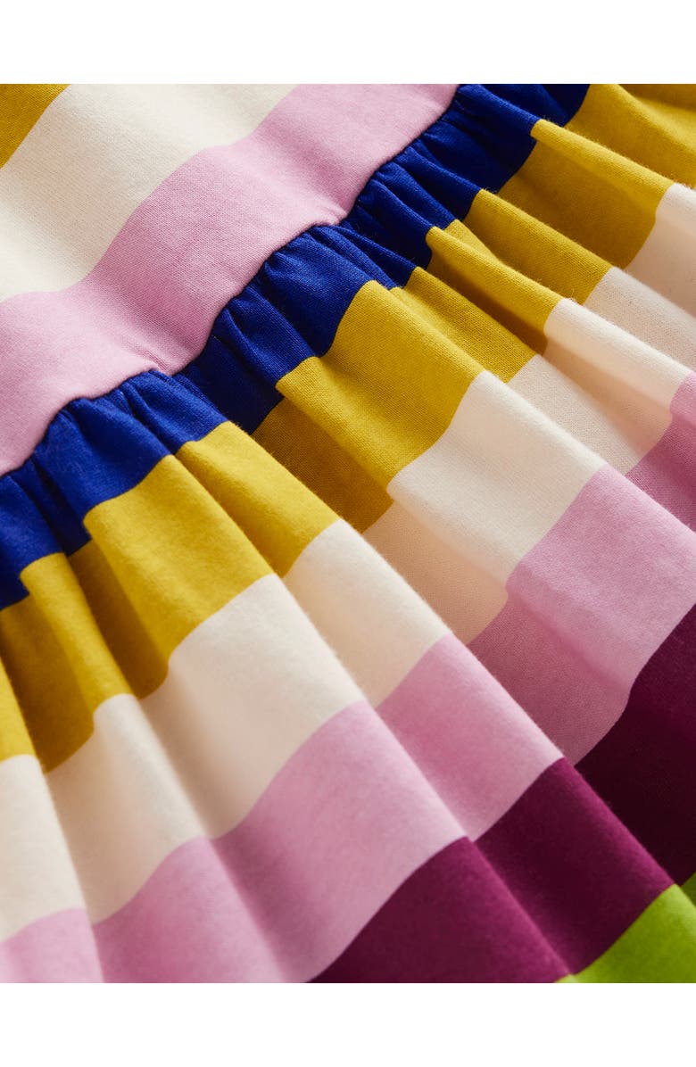 Mini Boden Kids' Fun Rainbow Stripe Long Sleeve Cotton Dress, Alternate, color,