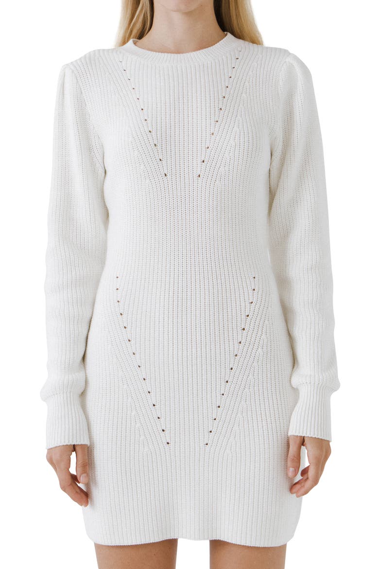 Long Sleeve Sweater Dress, Alternate, color, IVORY