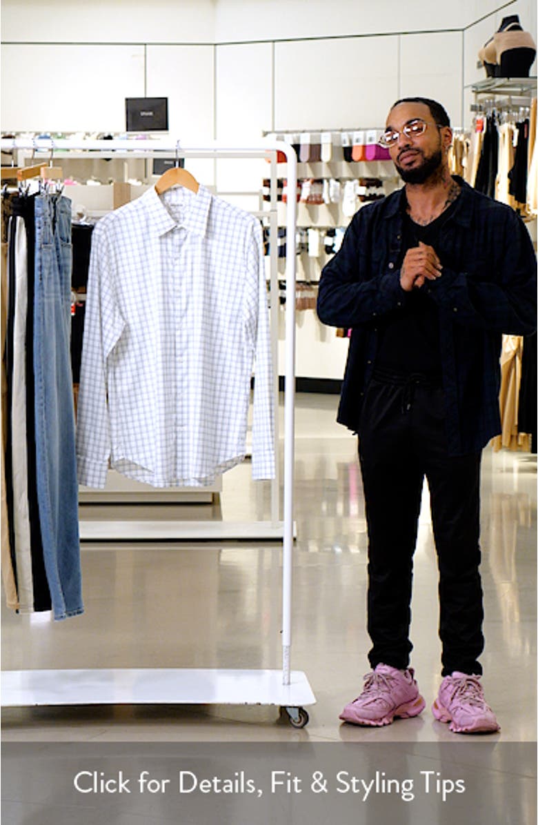 Tech Slim Fit Windowpane Check Button-Up Shirt, sales video thumbnail