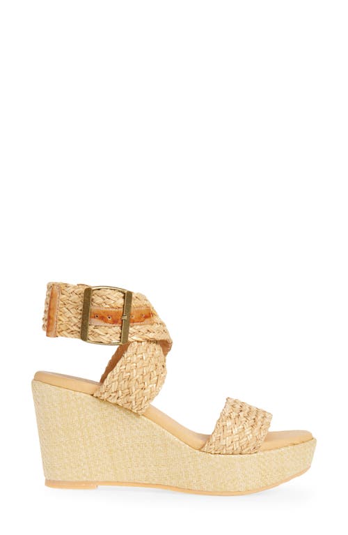 Chocolat Blu Isabel Ankle Strap Platform Wedge Sandal In Natural Raffia