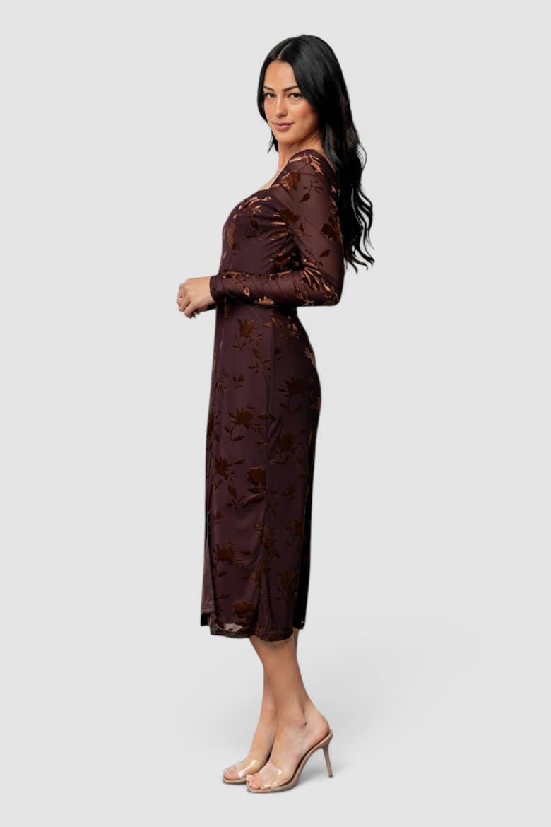 Tamara Midi Dress, Alternate, color, Deep Plum + Dark Bronze Floral