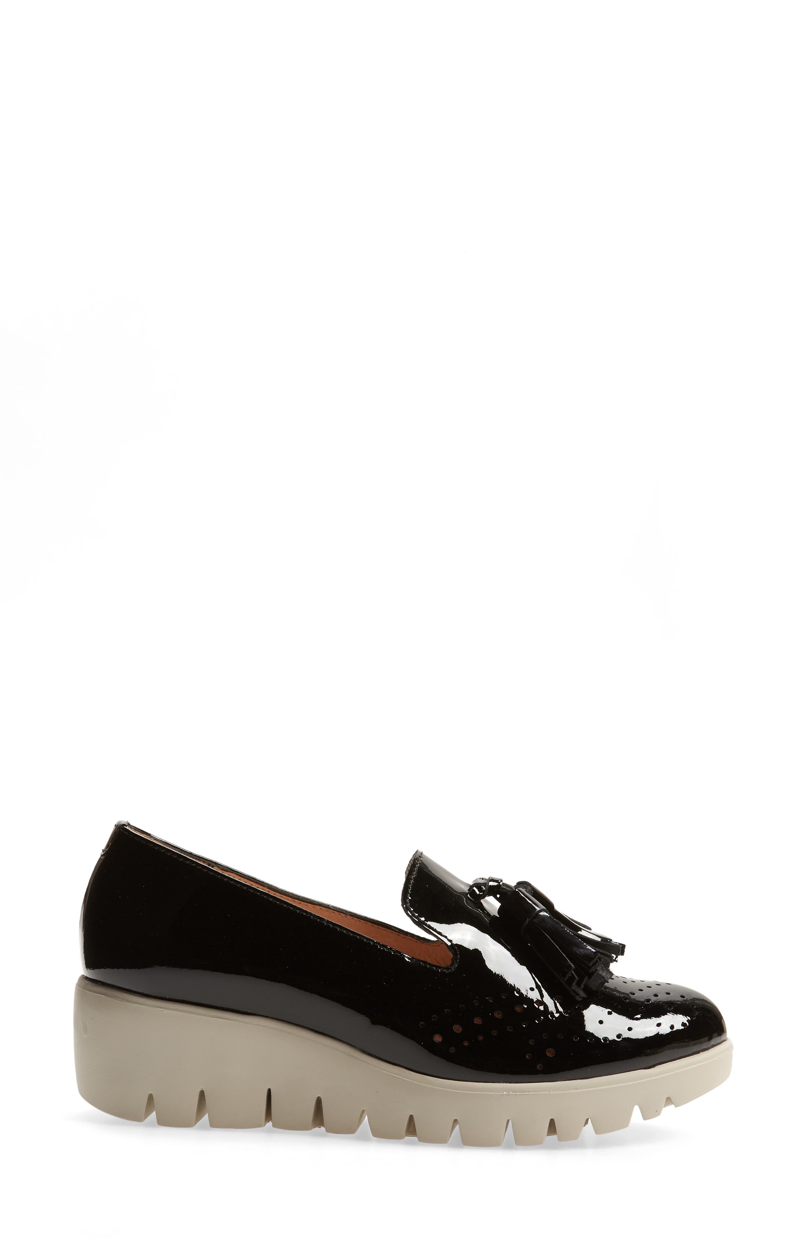 C-3366 Loafer Wedge, Alternate, color, NEGRO/ NEGRO PATENT LEATHER