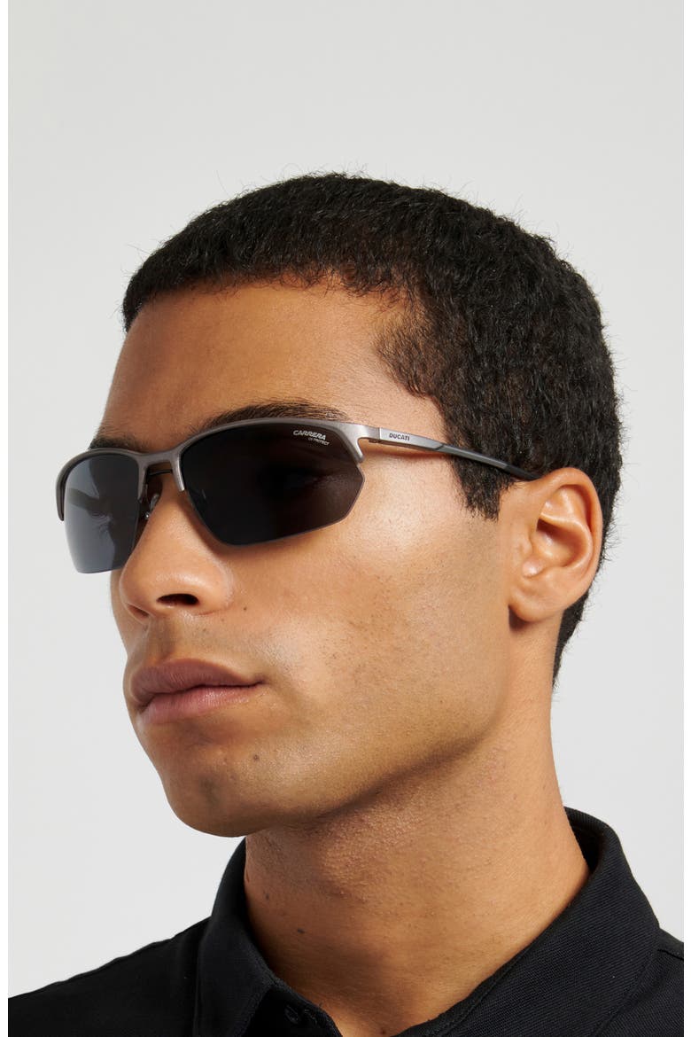 65mm Oversize Rectangular Sunglasses, Alternate, color, MATTE DARK RUTHENIUM/ GREY