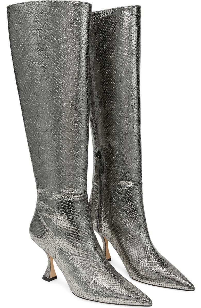 Stuart Weitzman Xcurve 85 Snakeskin Slouch Boot, Main, color, Pyrite