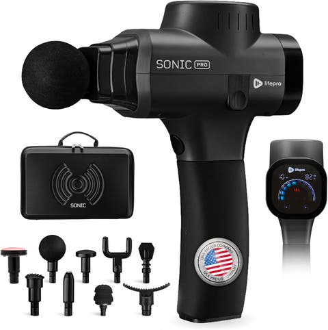 Sonic Pro Deep Tissue Massage Gun Handheld Percussion Massager with 10 Speeds, 9 Heads