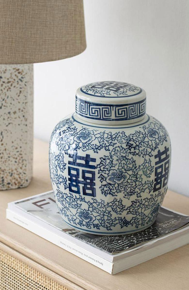 A & B Home Berit Lided Porcelain Jar, Alternate, color, 