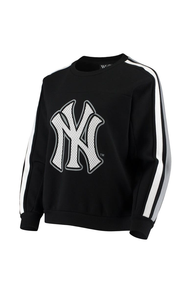 THE WILD COLLECTIVE Women's The Wild Collective Black New York Yankees Perforated Logo Pullover Sweatshirt, Alternate, color, 
