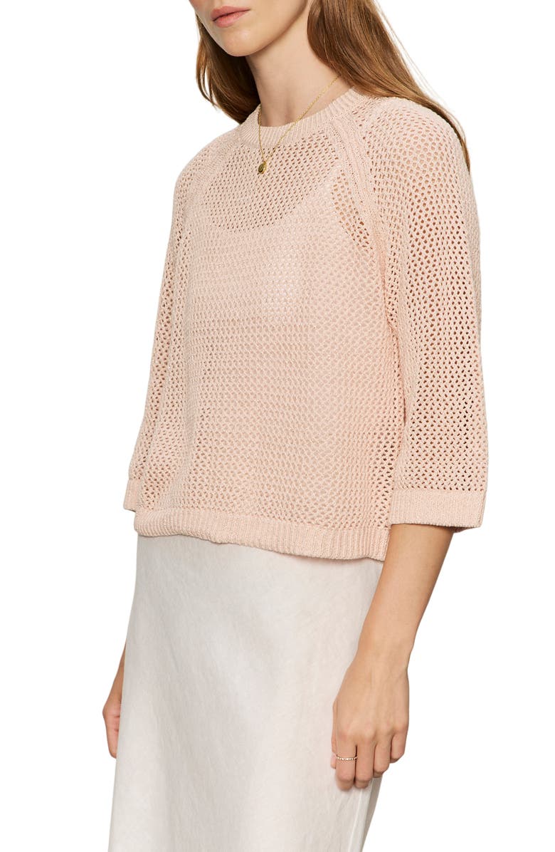 Sanctuary Metallic Openwork Sweater Top, Alternate, color, Washed Salmon Pink