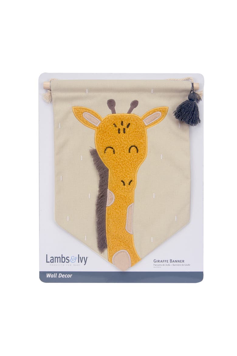 Giraffe Canvas Banner Nursery Wall Art / Wall Hanging, Alternate, color, Cream