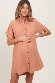 PinkBlush Dolman Sleeve Linen Shirt Dress
