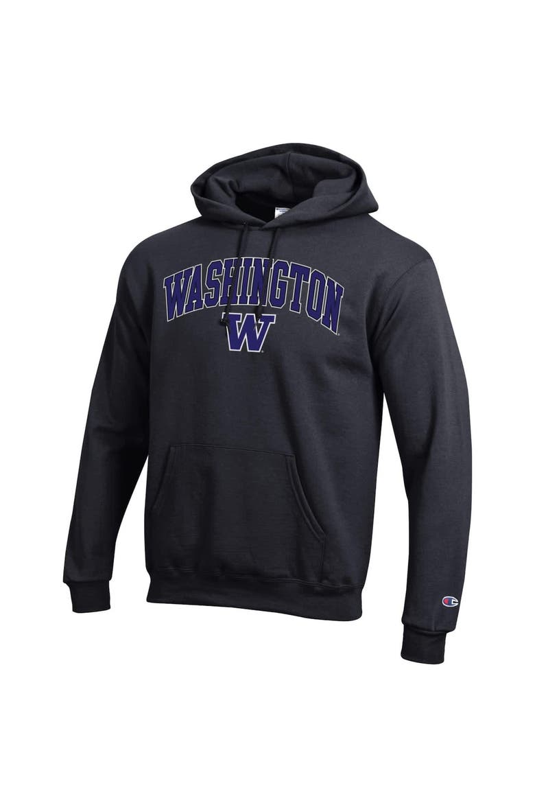 Men's Champion  Black Washington Huskies Arch Over Logo Pullover Hoodie, Alternate, color, Black