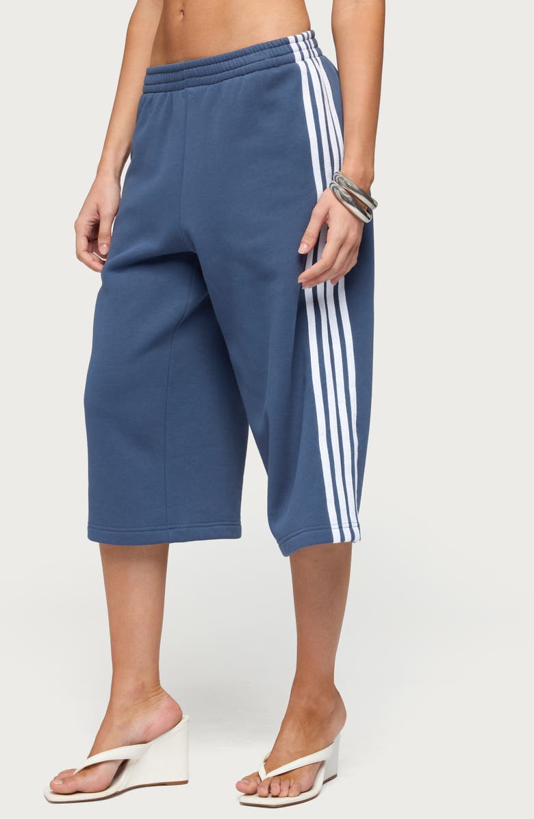 EDIKTED Uma Side Stripe Bermuda Shorts, Alternate, color, Dark-Blue