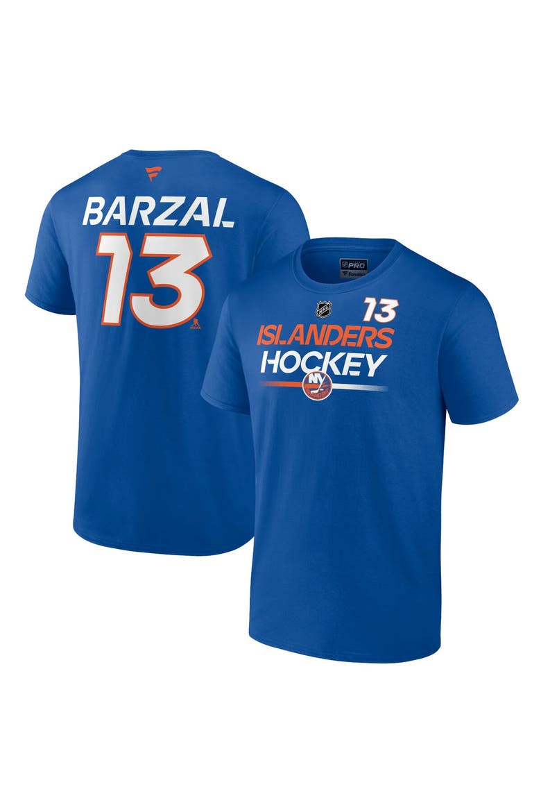 Men's Fanatics Branded Mathew Barzal Royal New York Islanders Authentic Pro Prime Name & Number T-Shirt, Main, color, Royal