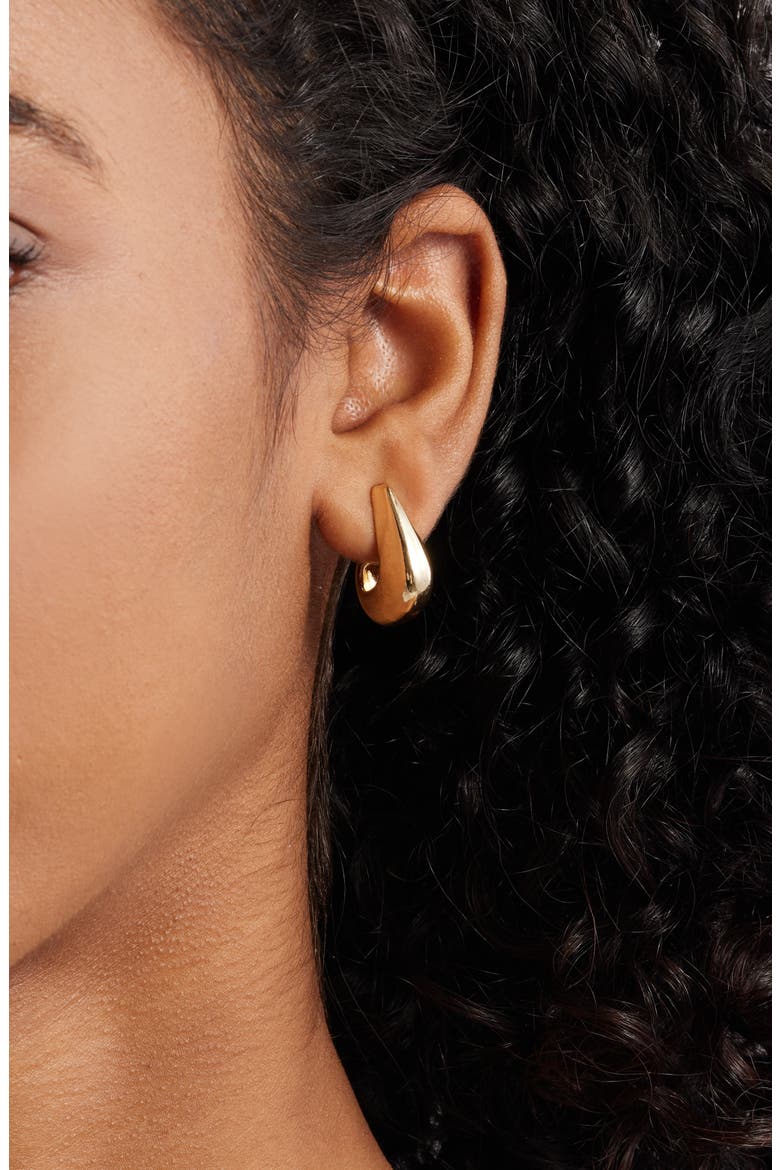 Polished C Hoop Earrings, Alternate, color, GOLD